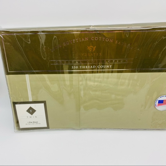 Veratex Crystal Collection Solid Green Twin Sheet Set 330 Thread Count RARE - Picture 3 of 12